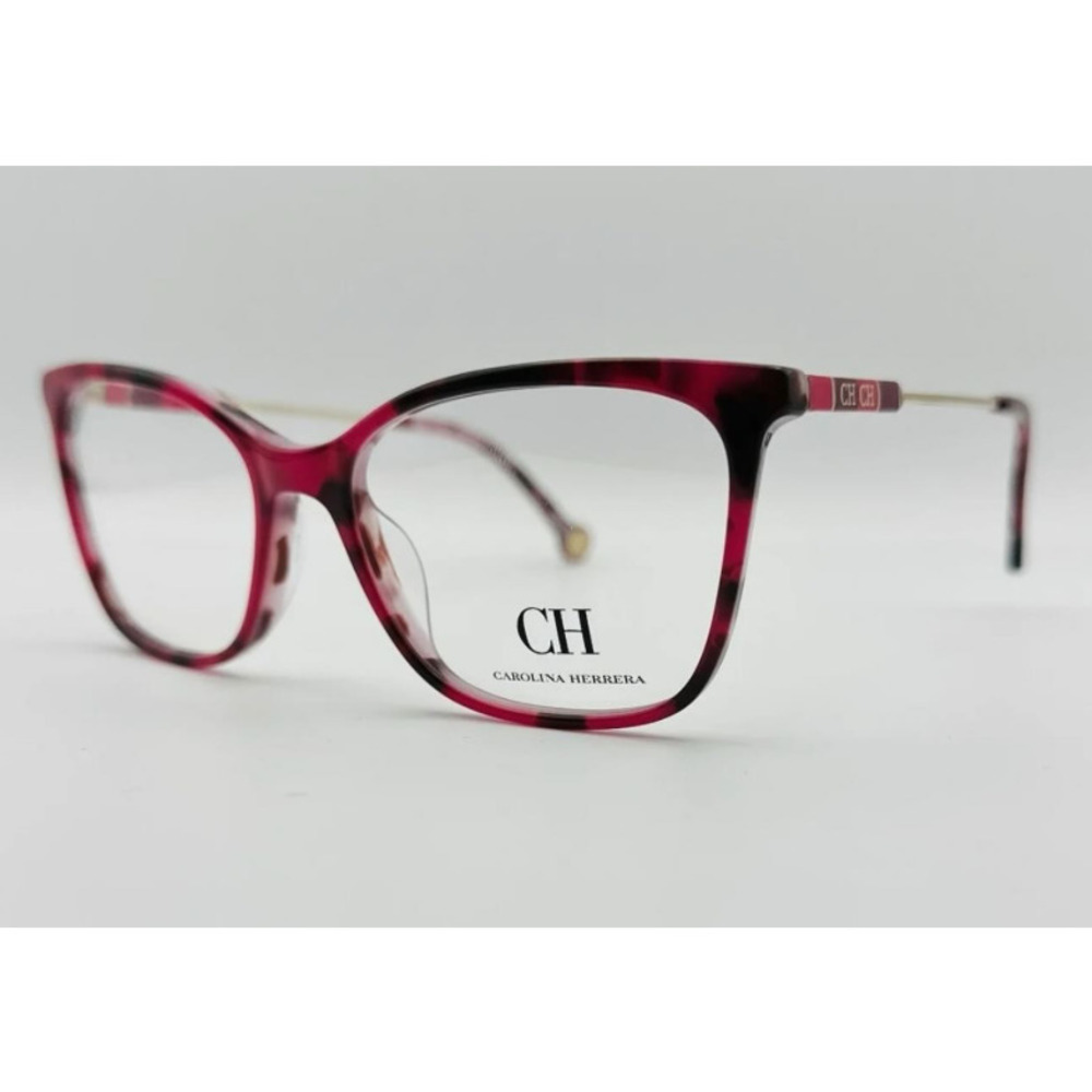 NWT Carolina Herrera VHE846K Black White Square 53mm Eyeglasses